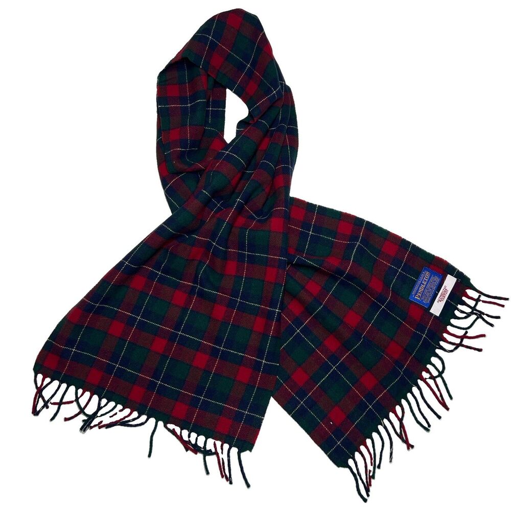 Vtg PENDLETON WOOLEN MILLS SCARF PLAID 100% VIRGIN WOOL  Kilgore Tartan 13x55”